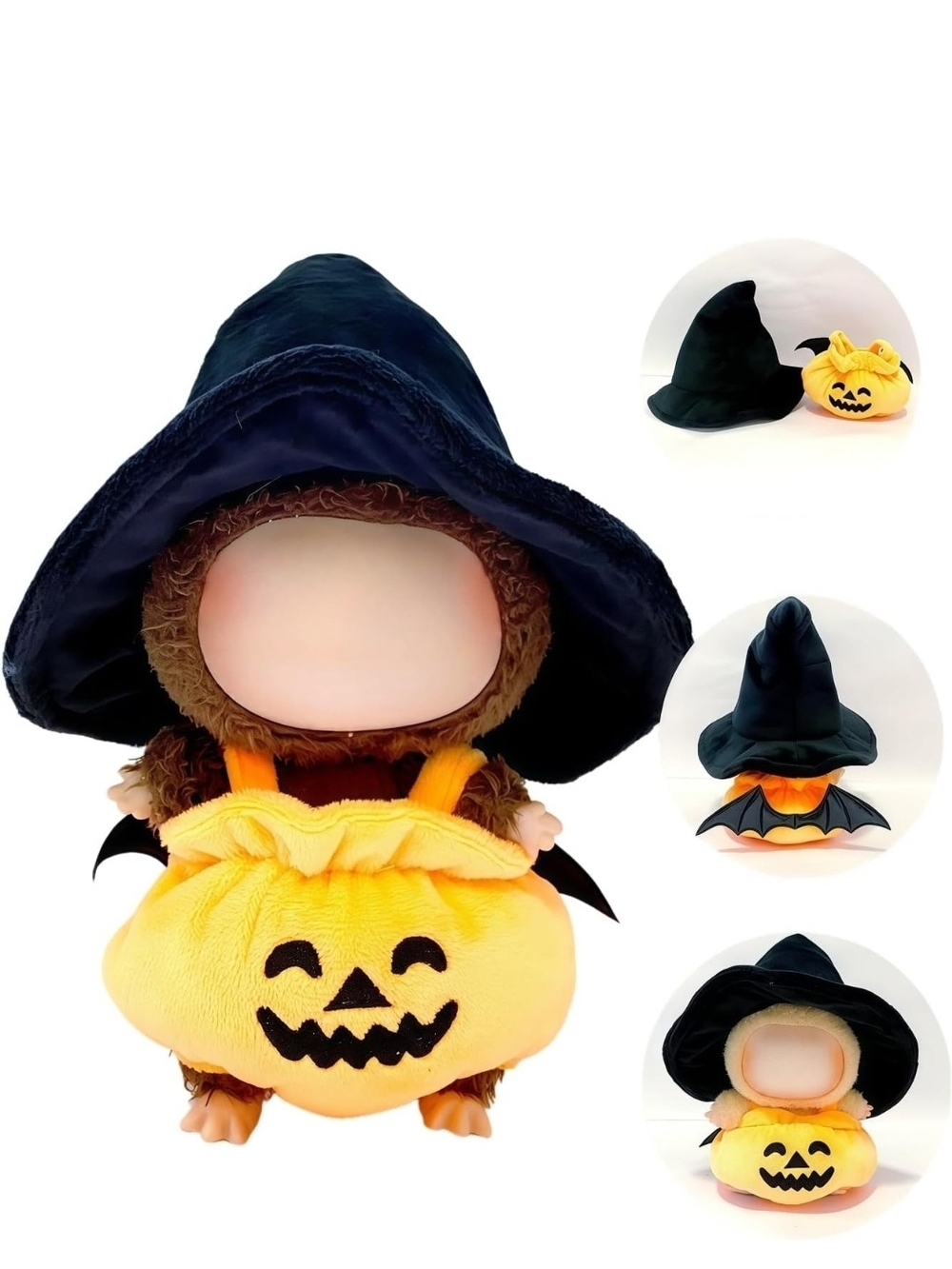 Labubu Black Witch Hat Halloween Costume with Yellow Pumpkin Body-NWT!